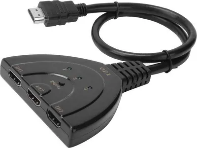 Obrázek produktu pro 4K HDMI přepínač s kabelem, podporuje Full HD a 4K, 3portový rozbočovač HDMI