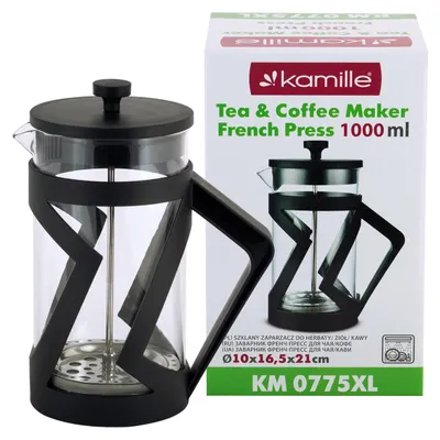 Produktbild von Glasbrüher für Kaffee, Kräuter, Tee French Press 1000 ml KAMILLE KM-0775XL