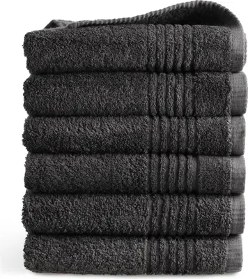 Produktbild von PHLOX Handtücher Set - 6 Teilig - 100% Baumwolle 600 g/m² - 50x100 cm - Frottee, Weich - Anthrazit