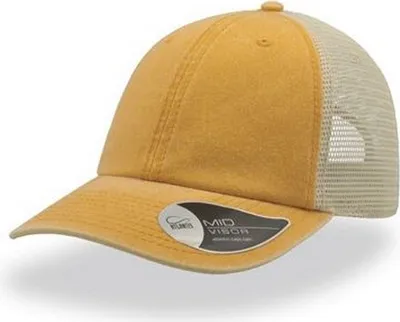 Image de Atlantis Trucker-Cap unie, 6 panneaux, teinture pigmentée AB444 (taille unique) (jaune moutarde)