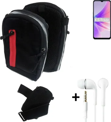 Produktbild von K-S-Trade Outdoor Gürteltasche Holster Umhängetasche + Kopfhörer kompatibel mit Oppo K10 5G India schwarz Handy Tasche Case travelbag Schutzhülle