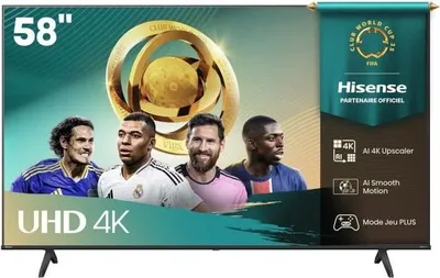 Image de TV LED Hisense 58A6Q, 58 pouces (147 cm), 4K UHD, HDR10+, 144 Hz, WiFi, 4xHDMI 2.1