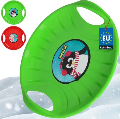 Image de KOTARBAU® 2 pièces Luge PVC 60 cm Luge Enfant Rouge & Vert Sled Poignées Ergonomiques et Adulte Traineau à Neige Résistant Facile à Transporter