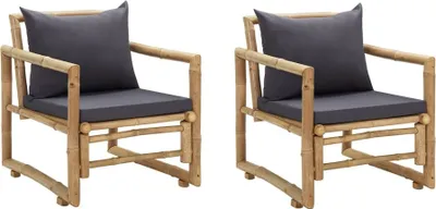 Image de Maison Exclusive - Chaises de jardin avec coussins, lot de 2, en bambou