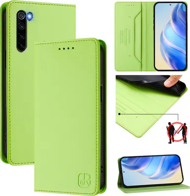 Produktbild von Lederhülle für Xiaomi Redmi Note 8 Hülle Flip Brieftasche Kartenfächern Ständer Schutzhülle Grün