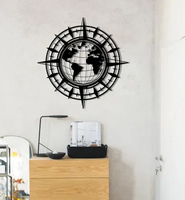 Produktbild von Wallity, Dekorativer Metall Wandaccessoire, Schwarz, 49 x 49 cm | 100% Metall (Stärke: 1,2 mm) | Stilvolles und modernes Design für Ihr Zuhause oder Büro.