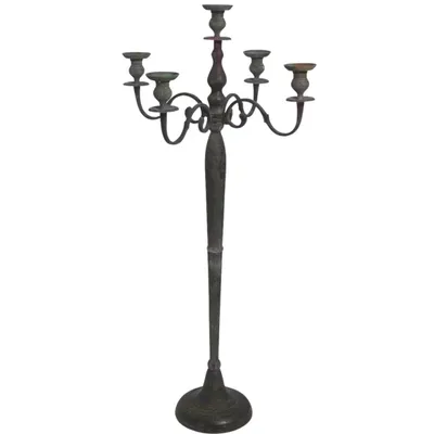 Produktbild von Kerzenständer Kerzenhalter Classic 5 Arme 144x70cm Aluminium Antikgrau-grün