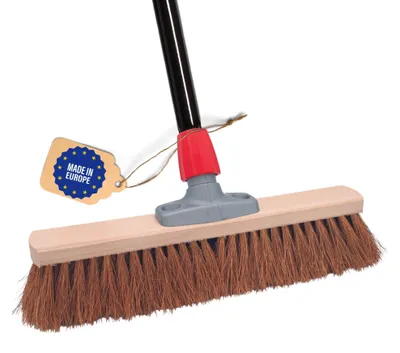 Produktbild von Novaliv Kokosbesen 40 cm mit Stiel Kokosborsten Besen Naturborsten mit stiel Ideal als Werkstattbesen Hallenbesen Industriebesen Hausbesen Kehrbesen Malerbesen Haarbesen Terassenbesen Besen weich