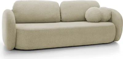 Produktbild von DomoHome Sofa OLIO Schlafsofa mit Bettkasten, Dekokissen, Klappfunktion, Skandinavisches Design, Liegefläche 142x200 cm, Schwarze Beine, Größe: 238x86x101cm, Farbe: BEIGE