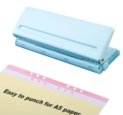 Productafbeelding van 6-gaats perforator - Agenda perforator - Agenda organiseren - Verstelbare afstand - 6 mm gaten - Blauw