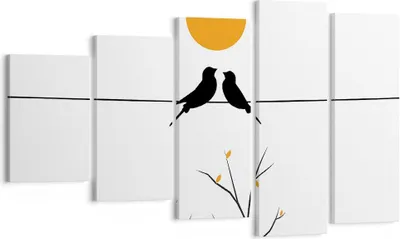 Produktbild von Bild auf Leinwand - Leinwandbild - 5 Teile - Bild Vögel Sonne - 100x60cm - Wand Bild - Wanddeko - Wandbilder - Leinwanddruck - Bilder - Wanddekoration - Leinwand bilder - Wandbild - EG100x60-4772