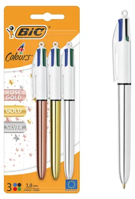 Zdjęcie produktu dla Długopis 4 Colors Shine mix 3 sztuki BIC