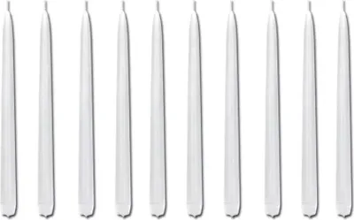 Zdjęcie produktu dla Świeca stożkowa matowa biały 24cm 10szt