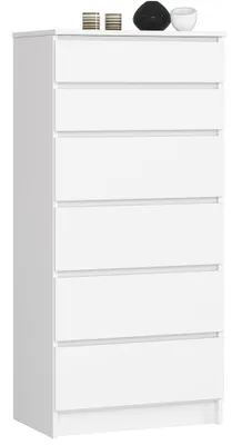 Image de raumhirsch : Commode haute de 60 cm avec 6 tiroirs. Armoire, buffet, meuble de rangement de 130 cm de hauteur et 40 cm de profondeur