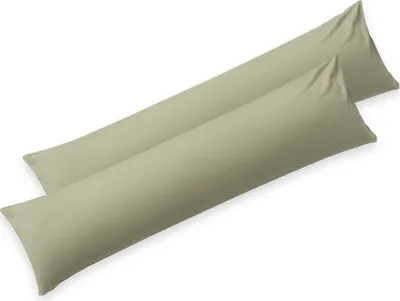 Produktbild von Blumtal Seitenschläferkissen Bezug 40 x 145 (2er Set Kissenbezüge) - Grün - Kissenhülle mit Reißverschluss