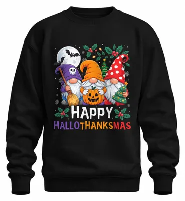 Obrázek produktu pro Gnome Happy HalloThanksMas Halloween Pumpkin Christmas Gift Uni mikina, černá, M