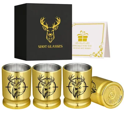 Shot-Gläser, 4er-Set, 95 ml, Kunststoff, gold, rostbeständig