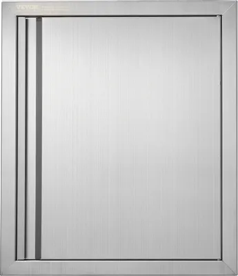 Productafbeelding van Grilldeur, 457 x 533 mm, losse buitendeur voor buitenkeuken, vlak in te bouwen roestvrijstalen deur, verticale wanddeur met verzonken handgreep, geschikt voor grill-eiland, grillstation, buitenkast