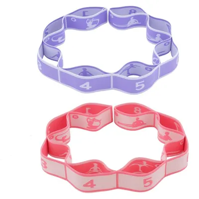 Productafbeelding van 2 stuks elastische krachttraining, fitnessband met 8 sterkteniveaus voor pilates, yoga en stretching