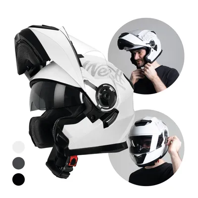 Produktbild von Klapphelme - Motorradhelm mit Sonnenblende - Moped Helm Damen und Herren - Crosshelm mit Brille und Visier