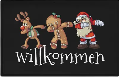 Produktbild von Trendation - Willkommen Fußmatte Grafik Schmutzfangmatte Geschenk Außen Innenbereich 60x40 cm Waschbar Türmatte Weihnachten