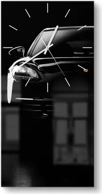 Produktbild von DEQORI Glasuhr 30x60 cm Modern 'Porsche Panamera Front' Wanduhr Glas Uhr Design leise