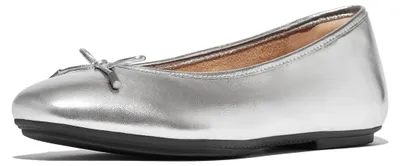 Immagine prodotto di FitFlop, ballerine da donna modello Delicato, con fiocco, realizzate in morbida pelle metallizzata