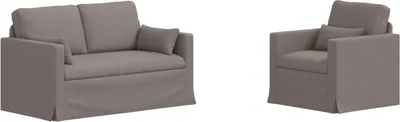 Zdjęcie produktu dla vidaXL Zestaw sof składający się z 2 sztuk, kolor taupe, obicie tkaninowe