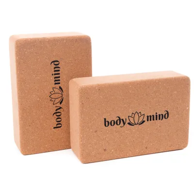 Productafbeelding van Yoga blokken van natuurlijk kurk, set van 2 - Antislip en milieuvriendelijke yogablokken voor yoga, Pilates en fitness - Premium yoga accessoires