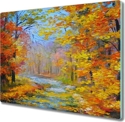 Produktbild von Coloray Hackbrett Kochplattenabdeckung Herdabdeckplatte 60x52 cm Schneidebrett Küchenbrett - Herbstwald