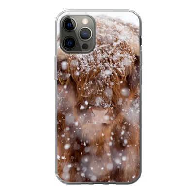 Produktbild von MuchoWow® Handyhülle Schutzhülle Hülle für iPhone 13 Pro Schottischer Highlander - Hörner - Schnee Silikon Softcase Handy Hülle - Handy-Tasche