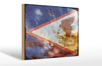 Produktbild von Holzschild Flagge 30x20cm Flag of American Samoa Rost