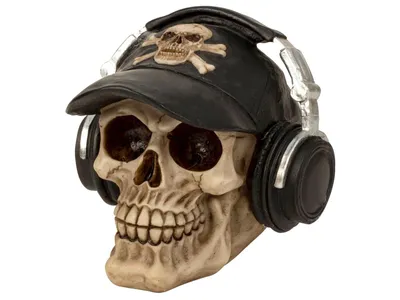 Produktbild von Mel-O-Design Halloween 3432 Totenkopf mit Basecap & Kopfhörer