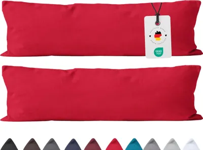 Produktbild von Seitenschläferkissen Bezug 40x145 cm aus 100% Baumwolle, Kissenbezug Rot Uni