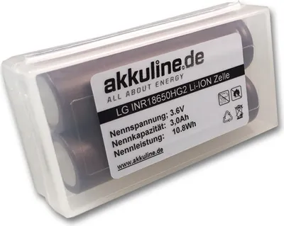Produktbild von 2er Pack LG INR18650 HG2 3000mAh Akku ungeschützt inkl. Akkubox