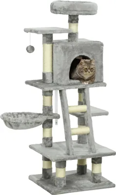 Immagine prodotto di PawHut Tiragraffi con cuccia Tiragraffi a più livelli per gatti Grigio