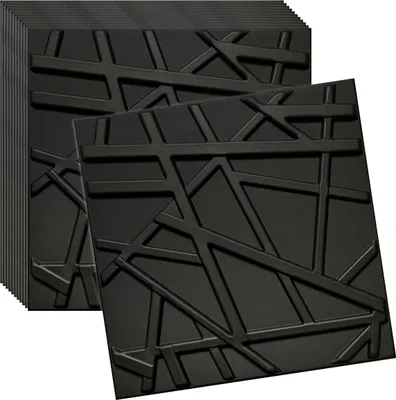 Produktbild von Verdico | 3D Wandpaneele Polystyrol - Schwarz - 50x50 Cm - 12 Stück - Deckenpaneele  - 3 m2