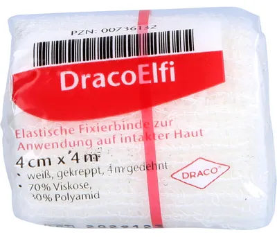 Immagine prodotto di DracoElfi benda elastica di fissaggio 4 cm x 4 m confezionata in cellophane, 1 pz. Benda