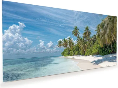 Produktbild von Glasbild 60x30cm in XXL für Wohnzimmer, Schlafzimmer Motiv Tropischer Strand