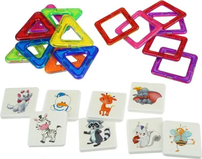 Produktbild von Magnetische Bausteine Puzzle farbige halbtransparente Kacheln 24 Stück