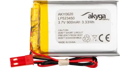Produktbild von Li-Po Akku LP523450 Akyga AKY0620 3.7V / 900mAh PCM JST 2-Pin Stecker 150mm