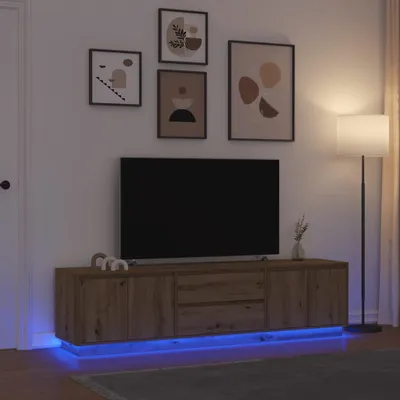 Obrázek produktu pro Maison Exclusive – TV stolek s LED osvětlením, Imitace "Artisan" (dub), rozměry 193,5 x 41 x 50 cm