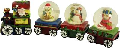 Produktbild von HAAC 4teiliges Eisenbahnset mit Schüttelkugeln und Weihnachtsmann 22 cm x 7,5 cm