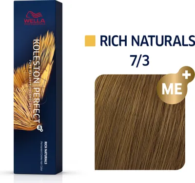 Produktbild von Wella Koleston Perfect Me+ Haarfarbe 7/3 Rich Naturals, 60 ml, ME+, reduziert Haarschädigung, 1:1, 30-40 Min.