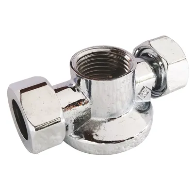 Produktbild von SOMATHERM FOR YOU – Doppel-Wandarmatur (ohne Ventil) für Waschmaschinenanschluss – Ästhetisch und robust, einfache Installation – Überwurfmutter für Pressring für Kupferrohr Ø 14 mm – F1/2" – Messing verchromt – ACS