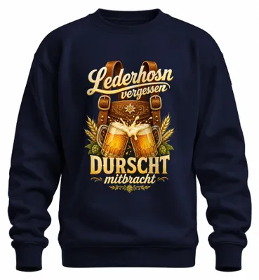 Produktbild von Lederhosn vergessen DURSCHT Trachtenshirt Lederhose Dirndl Sweatshirt Pullover, Navy, 3XL