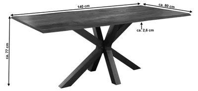 Produktbild von Esstisch Baumkante massiv Akazie nussbaum 140 x 80 schwarz FELINA