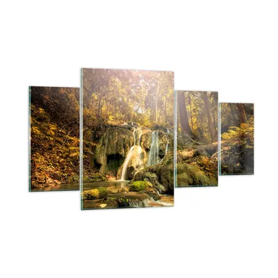 Produktbild von Bilder auf glas - Wald Wasserfall Natur Umwelt - 160x90cm - Glasbilder - Wandbilder - Kunstdruck - zum Aufhängen bereit - Wanddekoration aus Glas - Glas Bilder - Wandbild auf Glas - GDL160x90-2959