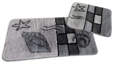 Productafbeelding van Set van twee antislip badmatten, grijs, wasmachinebestendig