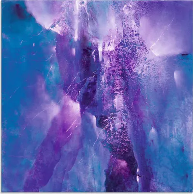 Produktbild von ARTland Glasbild Abstrakte Komposition violett, blau Größe: 30x30 cm